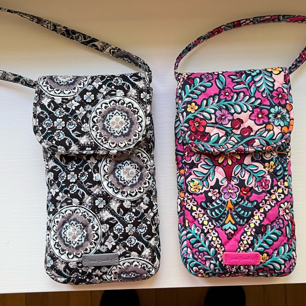 Vera Bradley Carson Cell Phone Bags--Gray Medallion and Kaleidescope